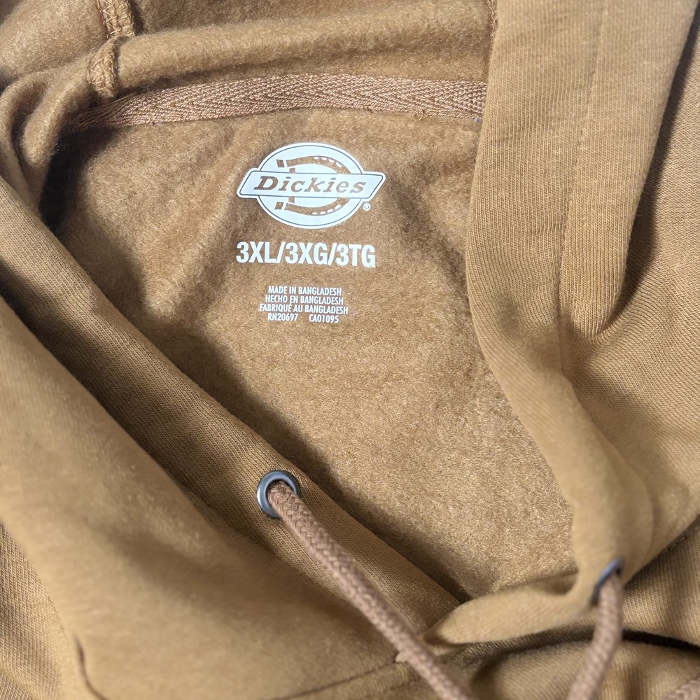Dickies Men's Pullover Fleece Hoodie Brown Size 3XL Big & Tall Workwear NWT - Picture 8 of 9
